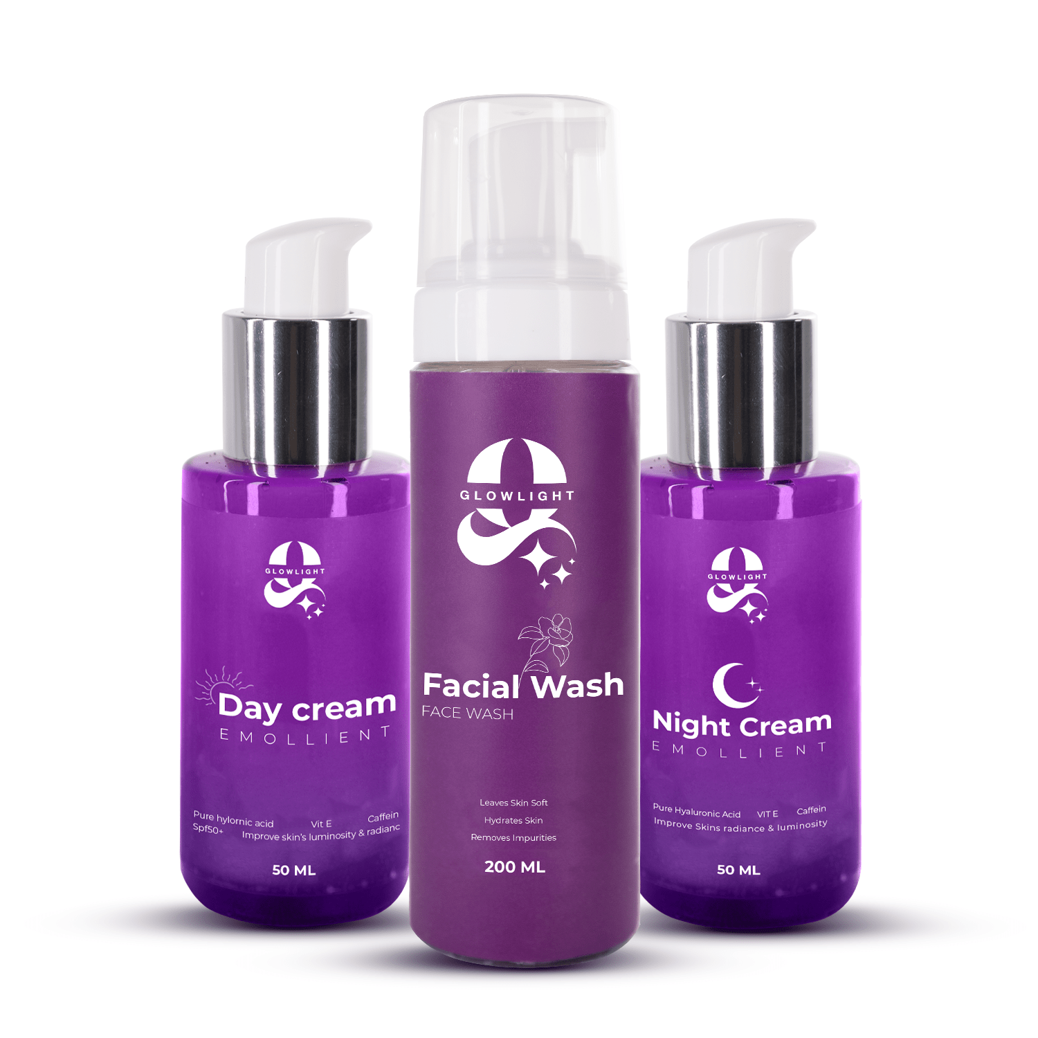 Lumi Set – Facial Wash + Day Cream + Night Cream - Glowlight